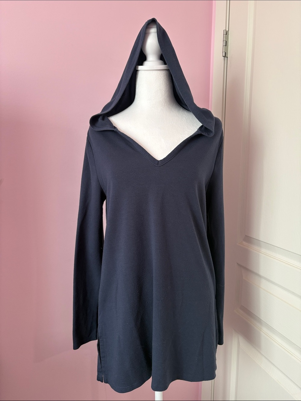 Awhile - Dark Teal V-Neck Hooded Tunic